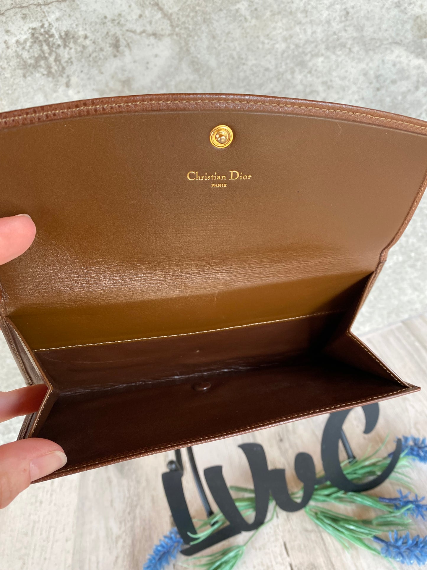 Preloved Authentic CD Leather Wallet