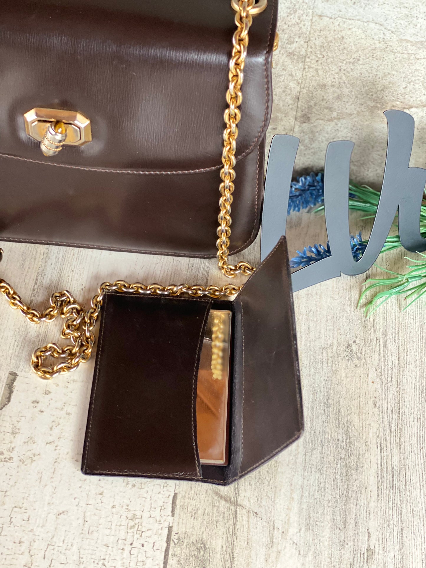 Preloved Authentic G G Shoulder Bag w wallet/mirror