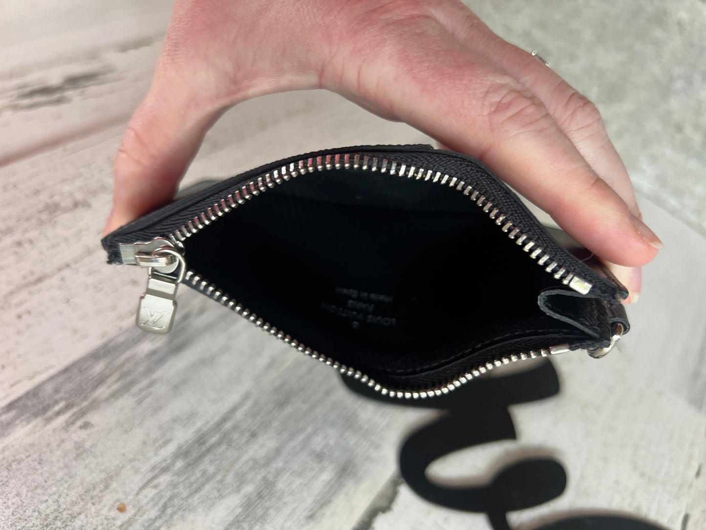 Preloved Authentic Coin/Key card holder in Damier Graphite