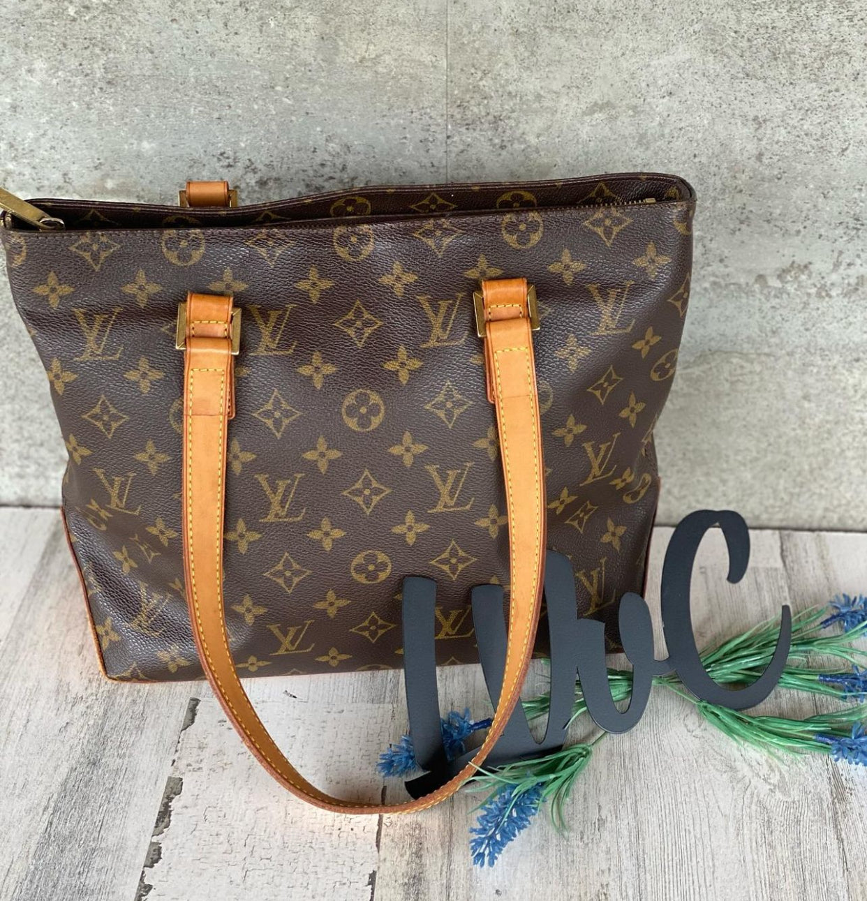 Preloved Authentic Cabas Piano monogram shoulder tote