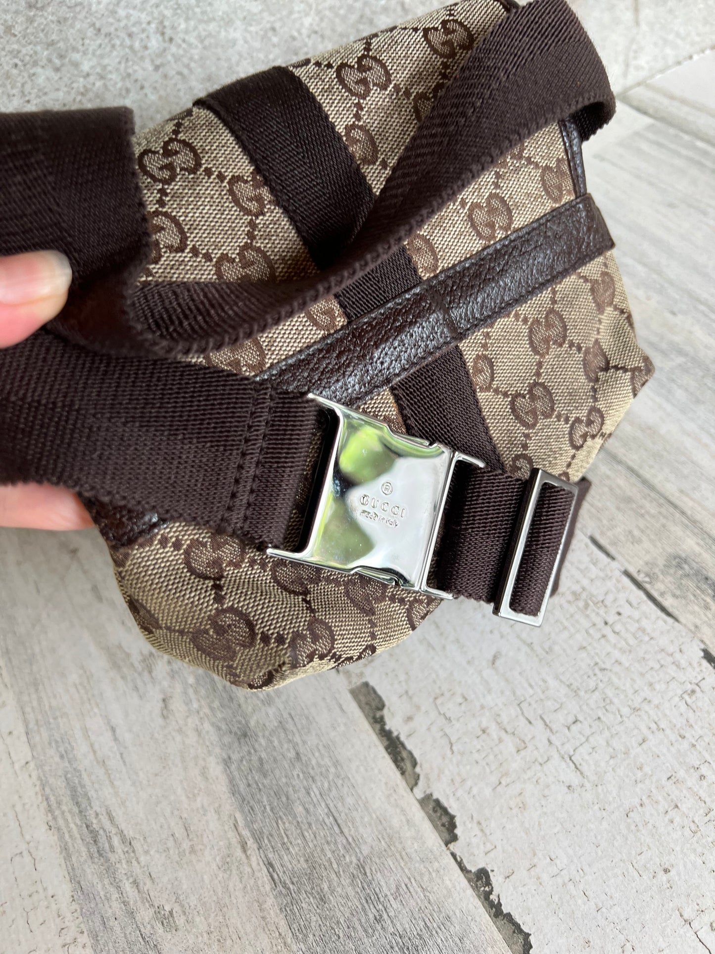 Preloved Authentic G G Waist Pouch G G canvas