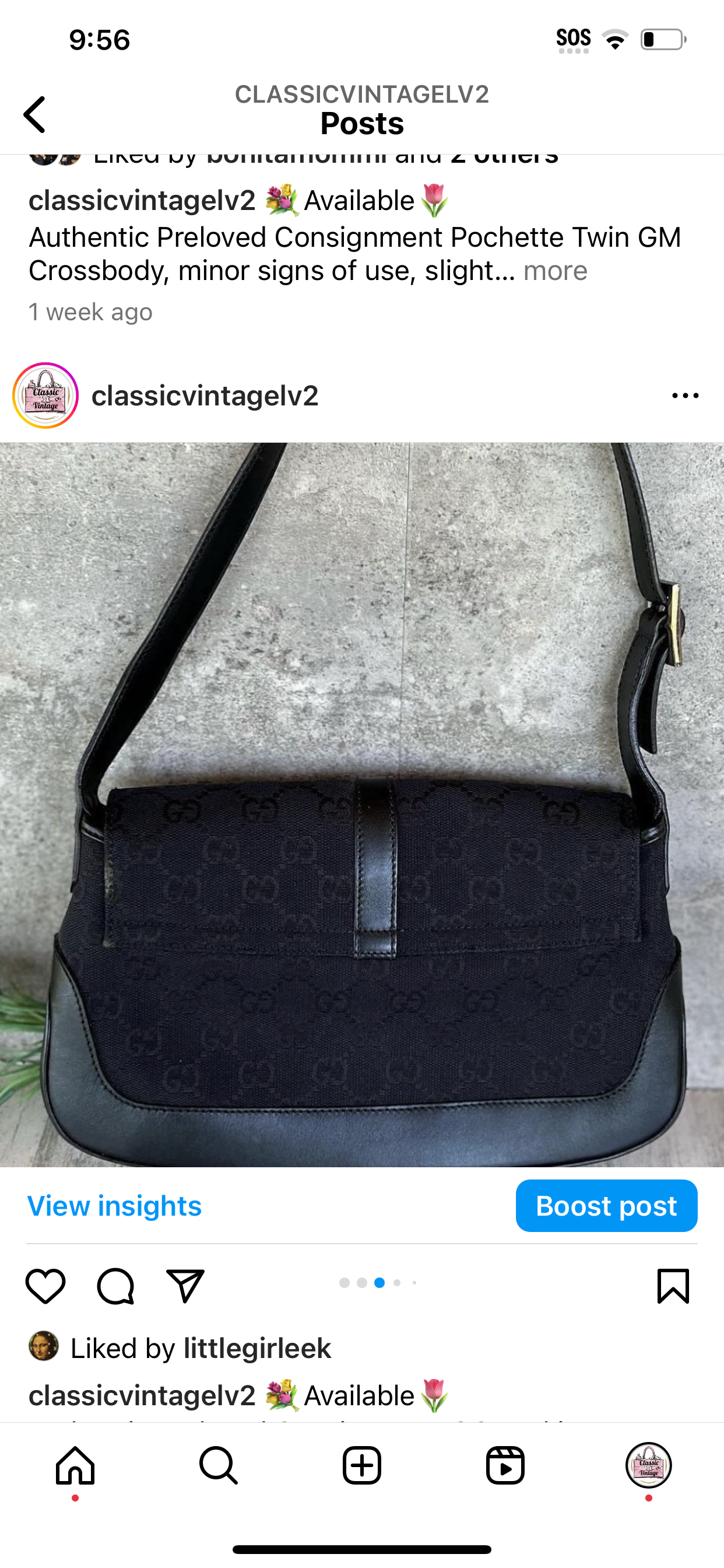 Authentic Preloved consigned GG black mini Jackie shoulder bag