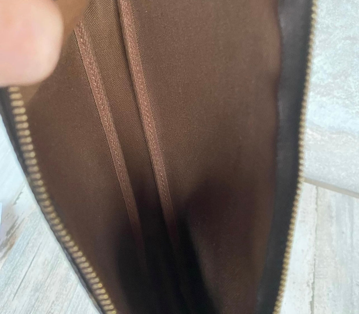 Preloved Authentic Pochette Accessories Pouch with shoulder/crossbody strap