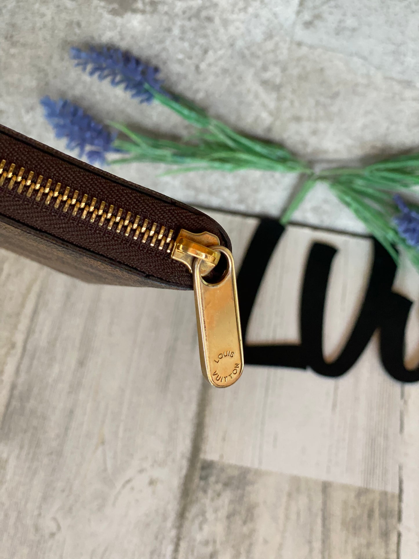 Authentic preloved consigned zippy compact wallet