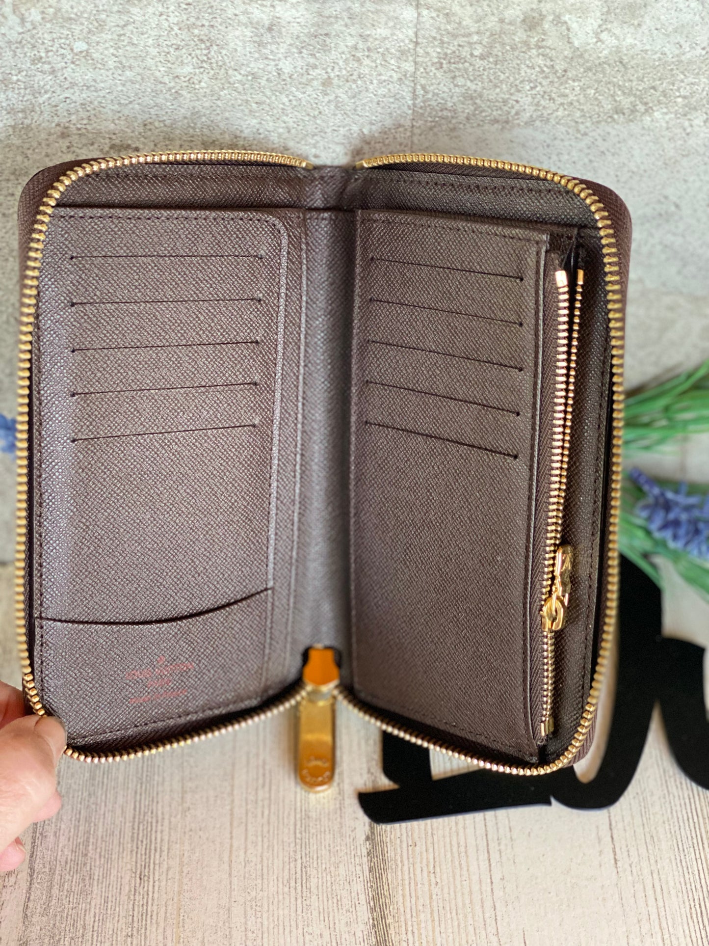 Authentic preloved consigned zippy compact wallet