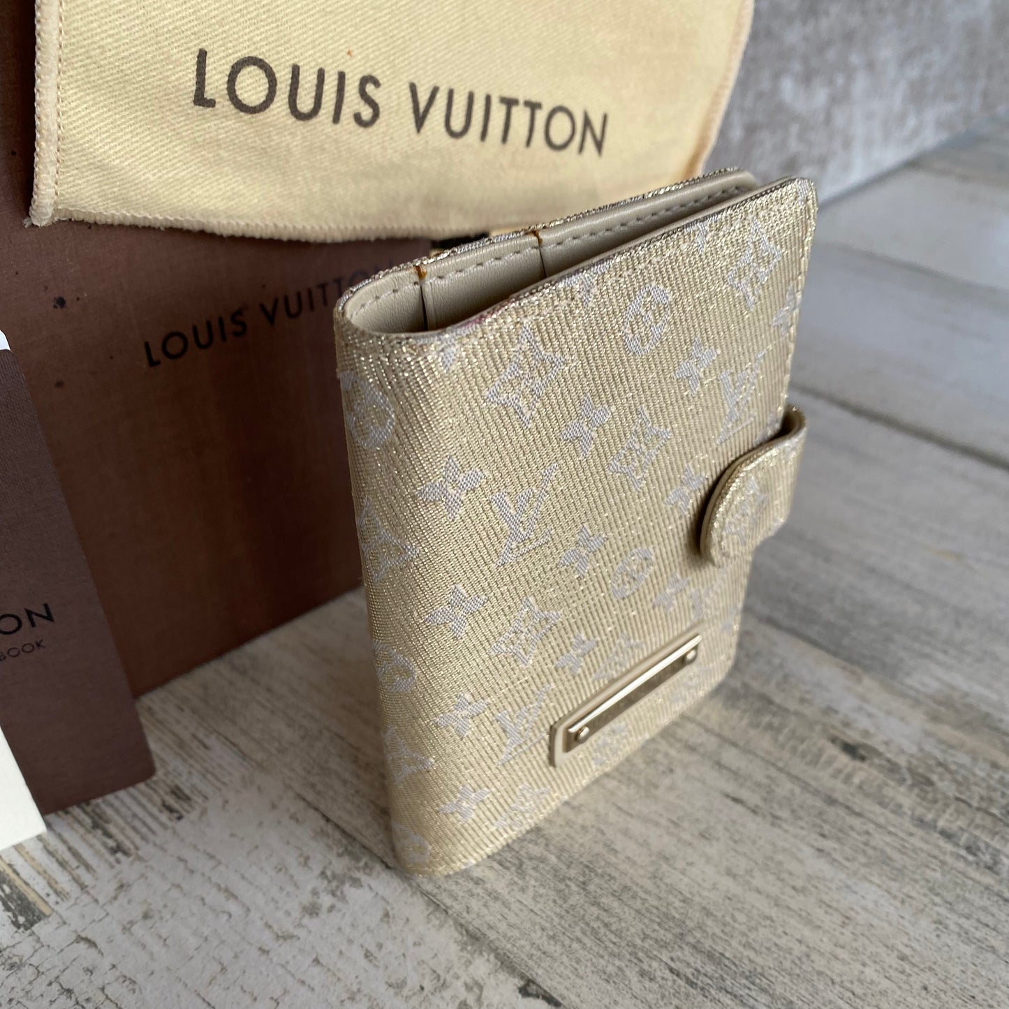 Authentic Preloved Mini Shine Gold Agenda Wallet