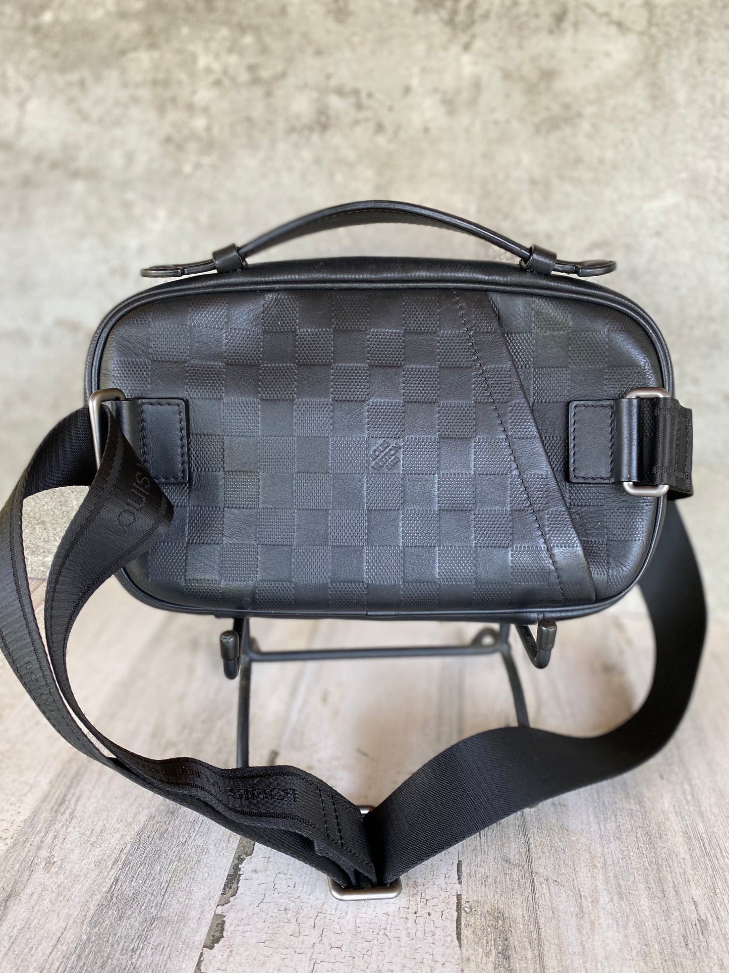 Authentic Preloved Ambler Black Onyx Damier Infinit Leather Bum Bag/Sling Bag