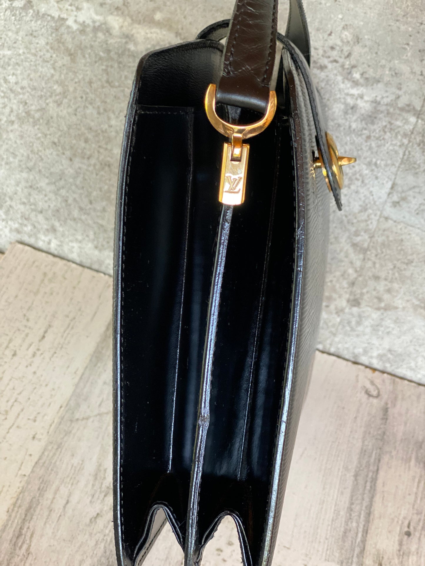 Authentic preloved Black Epi Capucines Crossbody