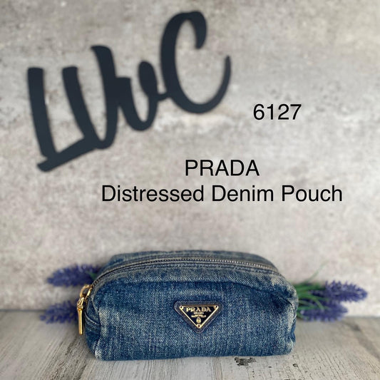 Preloved Distressed Denim Pouch